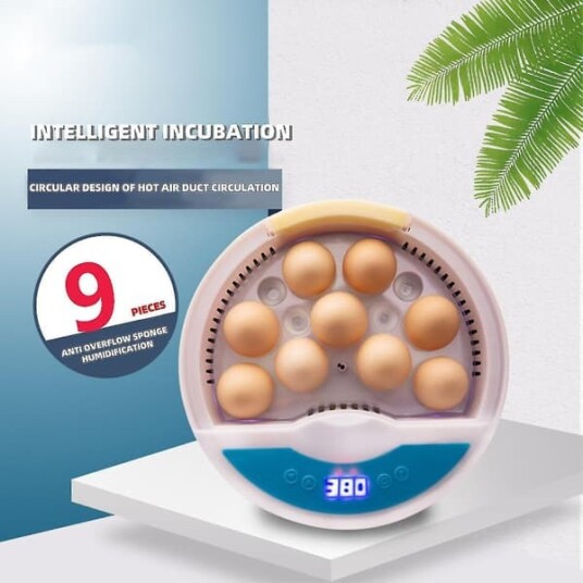 Alt-i-ett egginkubator (9 egg) - en automatisk Gashapon-klekkemaskin med digital temperatur- og fuktighetskontroll.