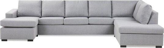 Crazy 5 seters Høyrevendt U formet X Large Sofa med Divan og Sjeselong i Stoff   Grå