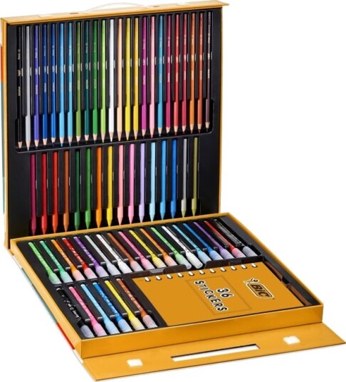 BIC Kids Fargepakke Med 24 Fargeblyanter 24 Tusjer 16 Fargekritt 36 Klistremerker