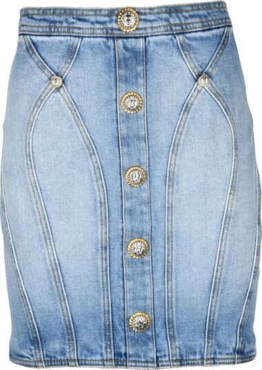 Balmain Dame Skjørt Blå S, Balmain Dame Skjørt Blå S,