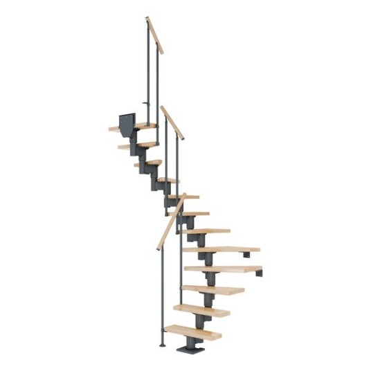 Dolle Dublin Bøk U trapp Antracit Classic II Gelender 13T 71cm