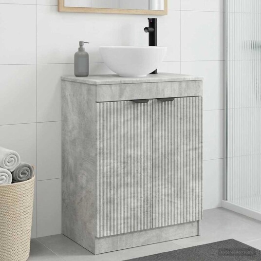 Badmøbel med vask Betonggrå 54 x 35 x 83 cm Konstruert tre Badmøbel med vask Betonggrå 54 x 35 x 83 cm Konstruert tre