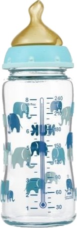 Nuk Glassflaske Med Temperaturindikator 240ml 0-6 Mnd Turkis