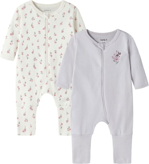 Name It 2-pk pysjamas til baby Jet Stream/Lilac Marble 80 Name It 2-pk pysjamas til baby Jet Stream/Lilac Marble 80