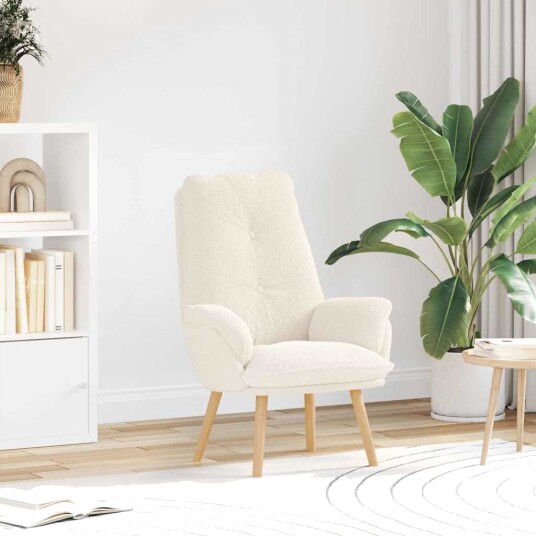 Avslappende stol Krem 69 x 74 x 93 cm stoff Avslappende stol Krem 69 x 74 x 93 cm stoff