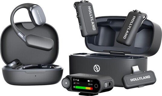 Hollyland LARK MAX 2 Ultimate Combo mikrofonsystem med OWS monitorhodetelefon, kamera-mottaker og USB-C mottaker