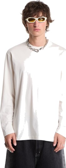 T skjorte Y 3 Logo Long Sleeve Long Sleeve Top Chalk White XL