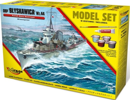 Mirage ORP Blyskawica Modellski Byggesett Polsk jager fra WWII 1:400