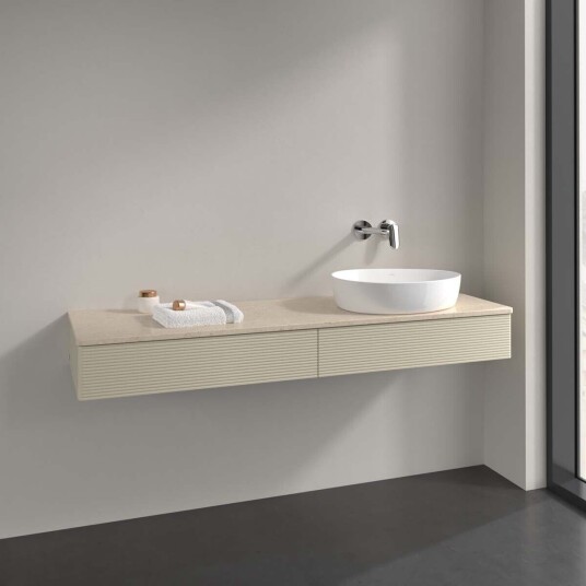 Villeroy & Boch Antao Servantskap med 2 skuffer 160x50x19 cm m/lys Grå Matt/Crème Villeroy & Boch Antao Servantskap med 2 skuffer 160x50x19 cm m/lys Grå Matt/Crème