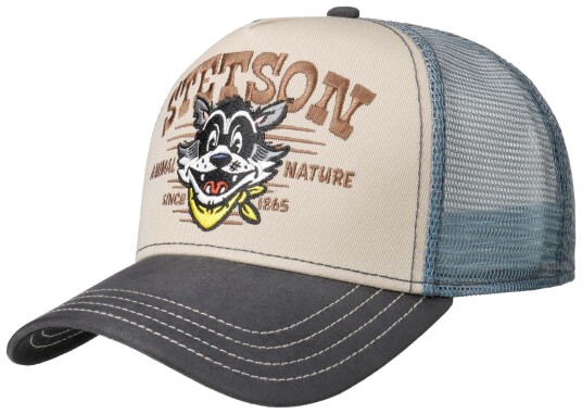 Stetson TRUCKER CAP ANIMAL NATURE BEIGE/BLUE Stetson TRUCKER CAP ANIMAL NATURE BEIGE/BLUE