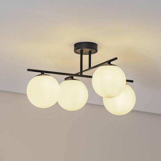 Domiluce Aurora taklampe svart Ø 50 cm 4 lyskilder glass E14