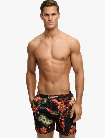 Superdry Hawaiian Print 16 Swim Short Black S Superdry Hawaiian Print 16 Swim Short Black S