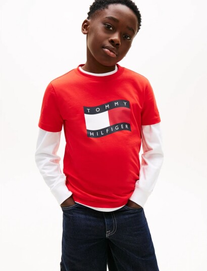 Tommy Hilfiger Wavy Flag T Shirt Red 176