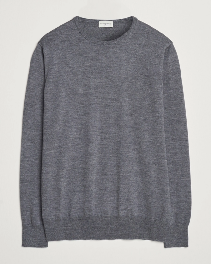 Morgano Extra Fine Merino Wool Crewneck Mid Grey Morgano Extra Fine Merino Wool Crewneck Mid Grey
