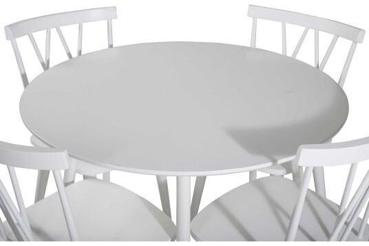 Venture Design Plaza & Polar spisegruppe Hvit/grå 4 st stoler & bord 100 cm