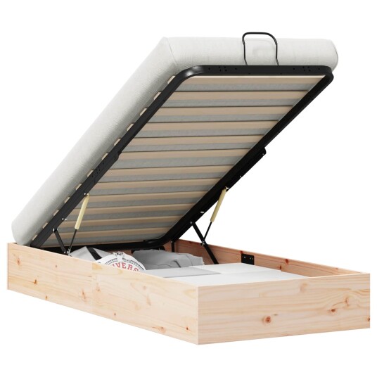  Ottoman Seng Ramme med Oppbevaring Naturlig 70 x 190 cm