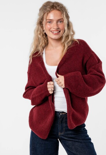 Løøv Dahlia Open Cardigan Burgunder XL