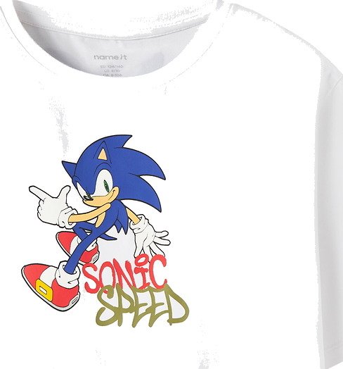 Name It T-skjorte - NkmOcean - Sonic - Bright White - Name It - 6 år (116) - T-skjorte Blå Gul Hvit Rød Svart
