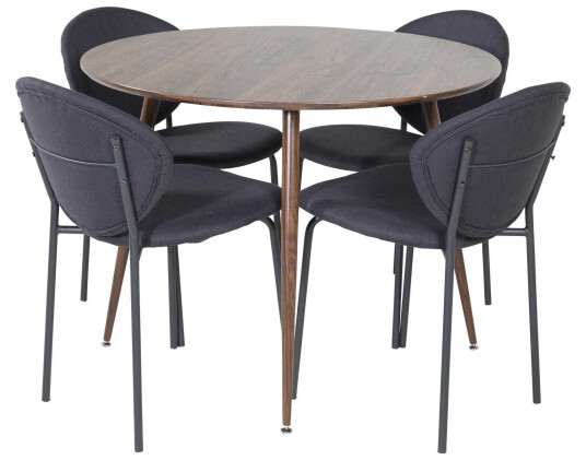 Venture Design Plaza & Vault spisegruppe Brun/svart 4 st stoler & bord 100 cm
