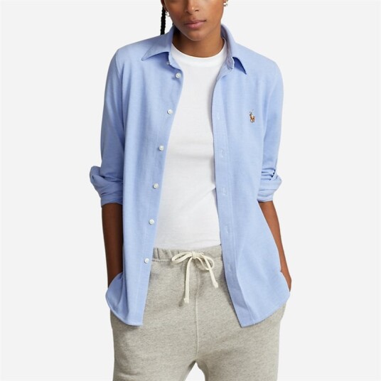 Ralph Lauren Slim Fit Knit Oxford Shirt - Harbor Island Blue