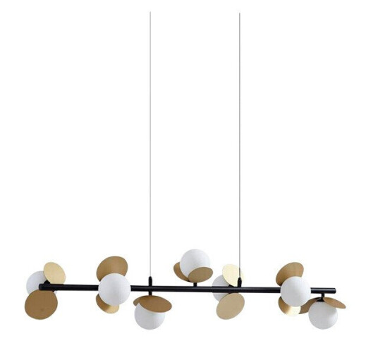 Lucande Pallo LED-pendellampe lineær 7-lys svart/gull