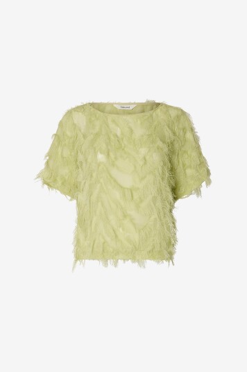 Selected Women Bluse slfMyline SS Boat Neck Top B Grønn
