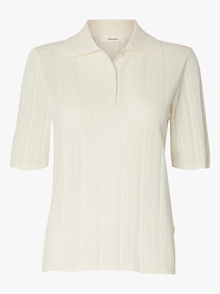 Selected Femme Toledo Structure 2/4 Knit Polo Neck Hvit XXL