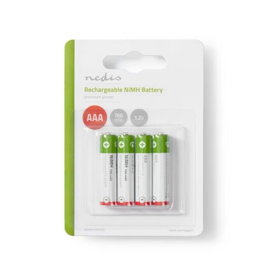 Nedis 700mAh Oppladbare AAA NiMH Batterier - 4-Pakning Nedis 700mAh Oppladbare AAA NiMH Batterier - 4-Pakning