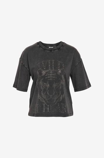 Noisy May Curve - Topp nmRiri S/S O-neck T-shirt Jrs Cur - Grå