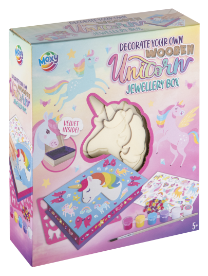 SENSE Dyo Wooden Unicorn Jewellery Box +6 Paint/Stickers |Multi/patterned |One Size SENSE Dyo Wooden Unicorn Jewellery Box +6 Paint/Stickers |Multi/patterned |One Size
