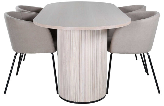 Venture Design Bianca & Berit spisegruppe Beige/natur 4 stoler & bord 200 x 90 cm