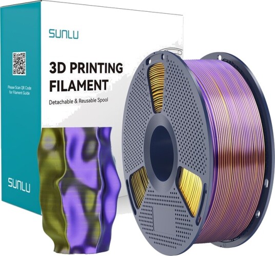 Sunlu Pla+ Silk Tri-Color Filament 1.75 Mm 1 Kg (Svart-Gull-Lilla)