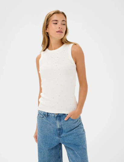 Kaffe Kacarna Rhinestone Top Cream XL