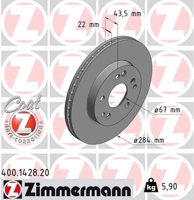 ZIMMERMANN 400.1428.20 Bremseskive