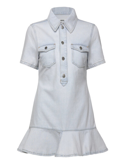 Monki Denim Tunic Mini Dress - Grey - XS