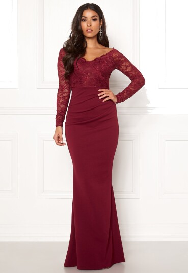 Goddiva Lace Trim Maxi Dress