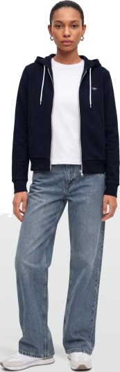 Maison Kitsune Tricolor Fox Patch Zip Hoodie   Navy   XL