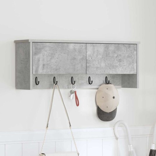 Vegghengt kleshenger Betonggrå 80 x 20 x 30 cm Konstruert tre Vegghengt kleshenger Betonggrå 80 x 20 x 30 cm Konstruert tre