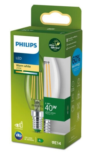 Philips Ultra Efficient E14 LED-kronelys 485 lm Philips Ultra Efficient E14 LED-kronelys 485 lm