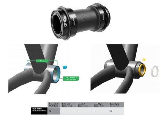 SRAM Bottom bracket DUB Pressfit30 73 mmKranklager DUB (68/73 mm road wide) SRAM Bottom bracket DUB Pressfit30 73 mmKranklager DUB (68/73 mm road wide)