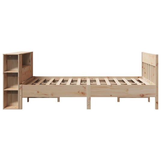 Seng med bokhylle uten madrass 140x200 cm heltre furu 3323182