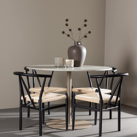 Spisegruppe Venture Home Lycke Ø110 med 4 stk Alfons Stoler