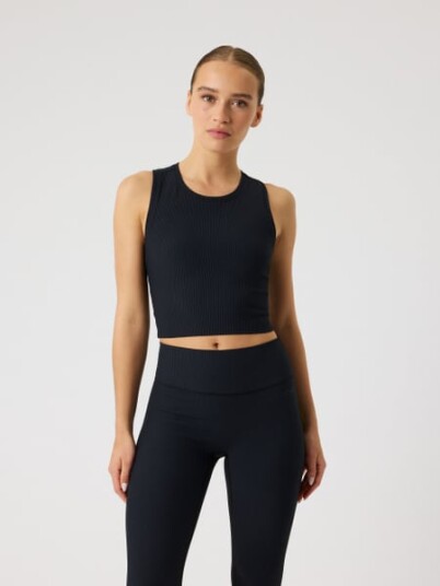 Björn Borg Studio Ribbed Cropped Singlet Svart Black XL Björn Borg Studio Ribbed Cropped Singlet Svart Black XL