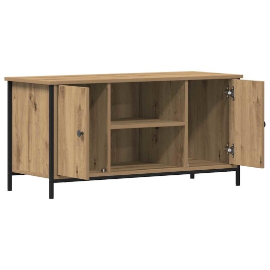 TV benk i håndverkskvalitet eiketre 100x40x50 cm konstruert tre og stål TV benk i håndverkskvalitet eiketre 100x40x50 cm konstruert tre og stål