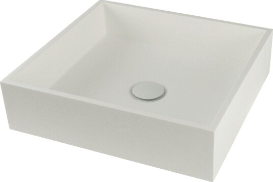 Lavabo Solid Surface servant, 40 x 37 cm, hvit