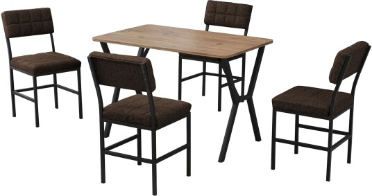 Stedum spisegruppe bord 110 cm + 4 stoler - Brun og Valnøtt