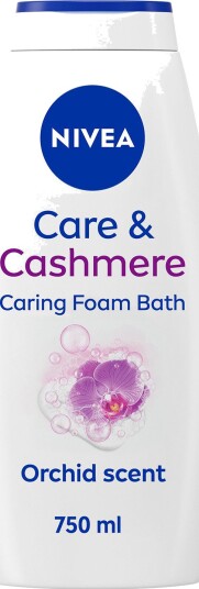 NIVEA Care & Cashmere Caring Foam Bath – pleiende badeskum med orkidéduft 750 ml