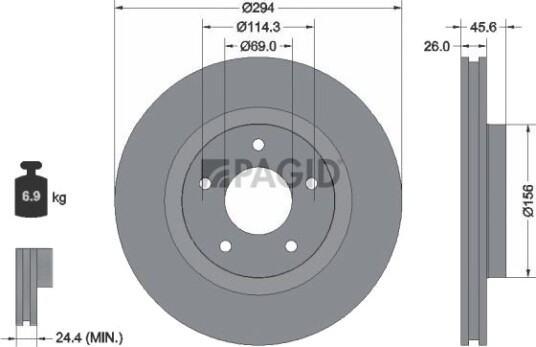 Bremseskive PAGID 54844NC