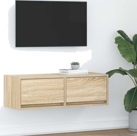 TV benk sonoma eik 80x31x25,5 cm konstruert tre