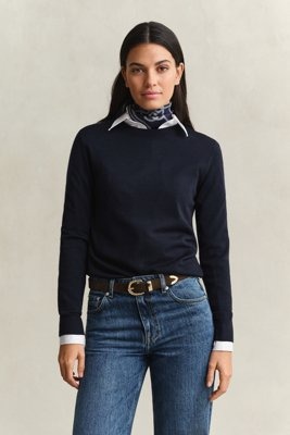 GANT Extrafine Merino Wool C-Neck - Blue - XXL